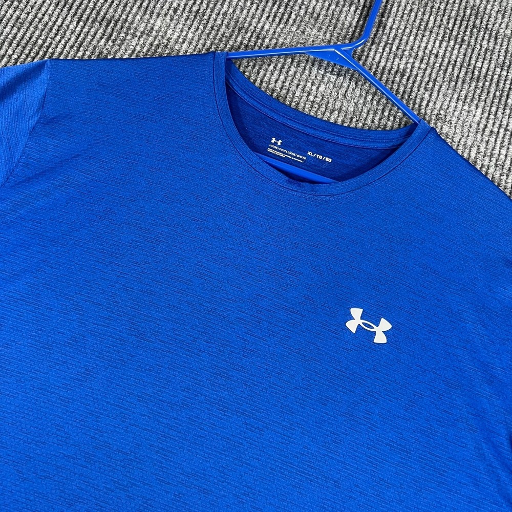 Under Armour Shirt Mens XL Extra Large Blue Short Sleeve Loose Fit Workout